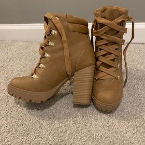 Tan combat style boots